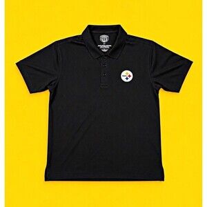 '47 OTS Pittsburgh Steelers Men S/P Black Performance Polo Golf Shirt